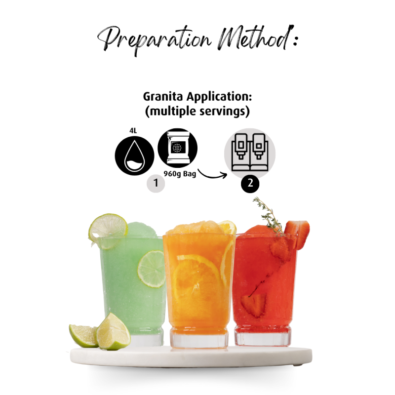 Lemon Granita Mix 960g - Easy to Prepare in 3 Steps with Moka Professional