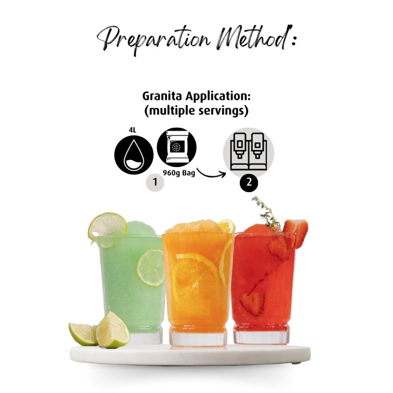 Green Mint Granita Mix 960g - Easy to Prepare in 3 Steps with Moka Professional