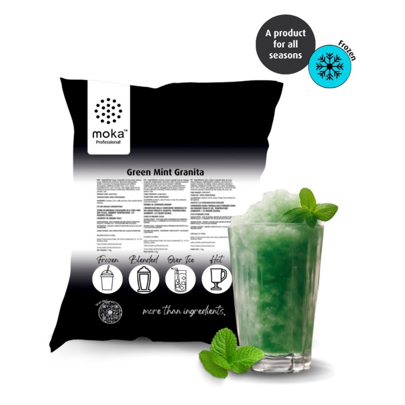 Green Mint Granita Mix 960g - Moka Professional for bars, hotels, catering and home