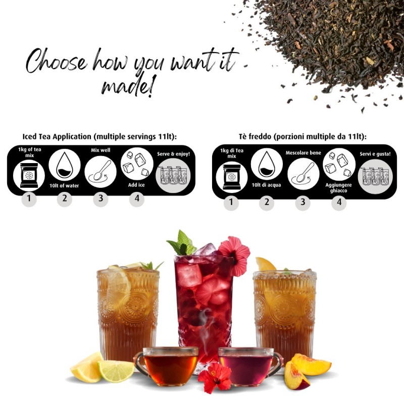 Instant Black Tea Base Mix Moka Professional - Cold and Hot, 1kg - Perfect for Every Season